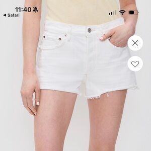 Agolde White Parker Frayed Hem Denim Cutoff Shorts